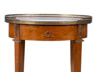A Louis XVI Style Gilt Bronze Mounted Parquetry Marble-Top Side Table Attributed to Grosfeld House