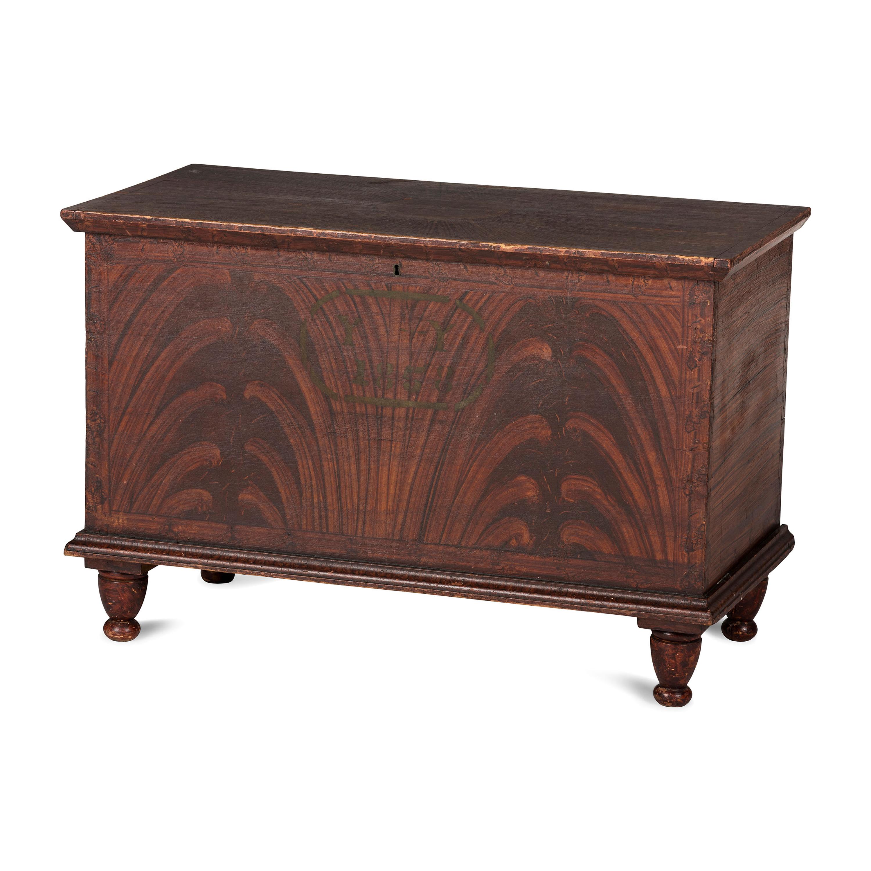 An Wooster, Ohio Grain-Painted and Stencil Decorated Poplar Blanket Chest
