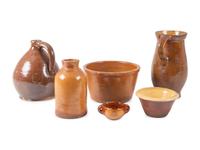 Six Redware Vessels