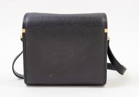 A Gucci Black Leather Camera Bag, 7" x 6" x 4"; Strap drop: 23".