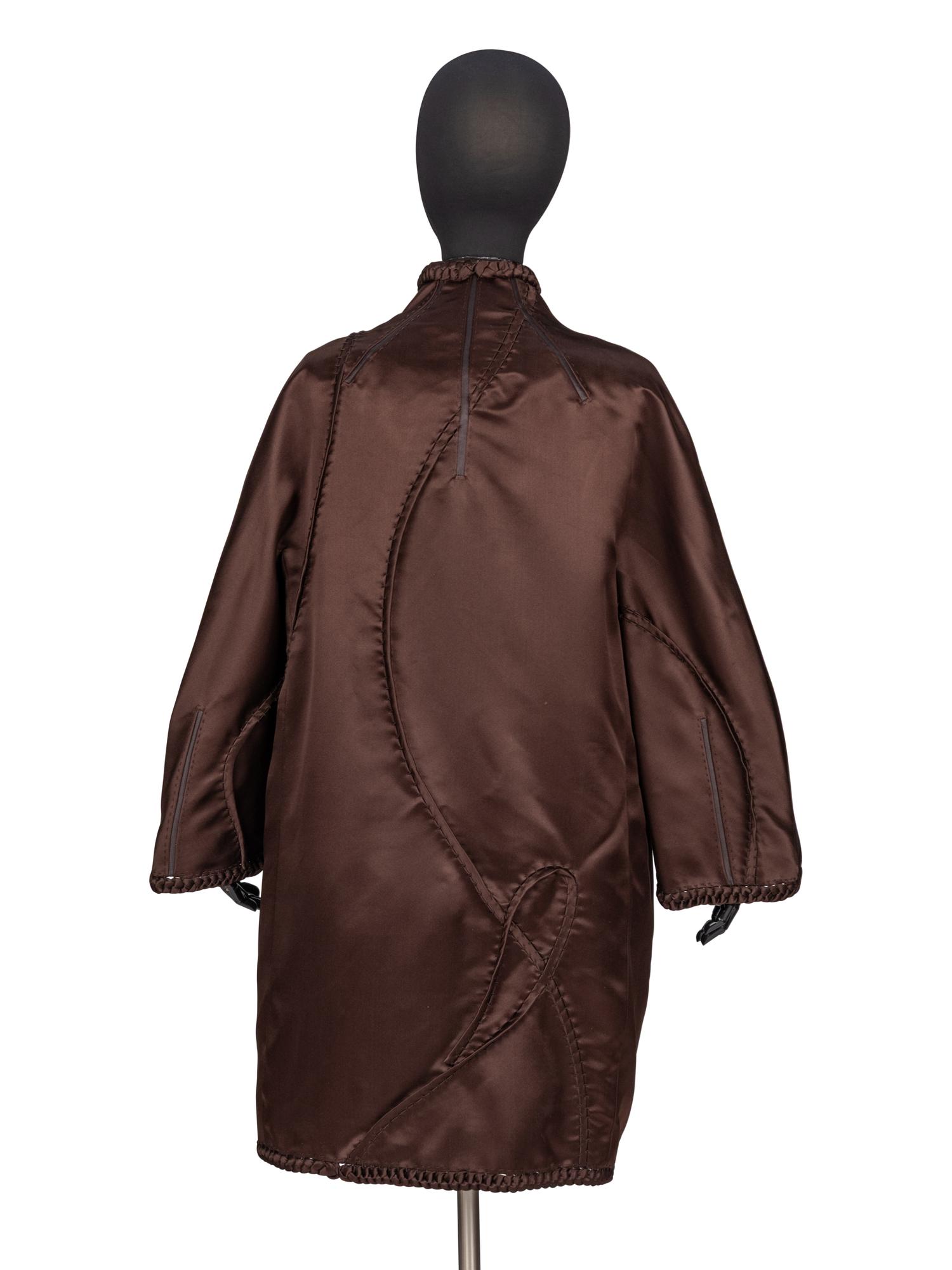 Ralph Rucci, Brown Silk Satin Coat
