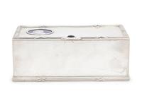 A Russian Silver and Enameled Coin-Inset Table-Top Cigarette Box