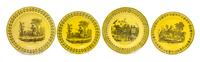 Four French Transfer Decorated Plates Diameter of largest 9 1/2 inches.