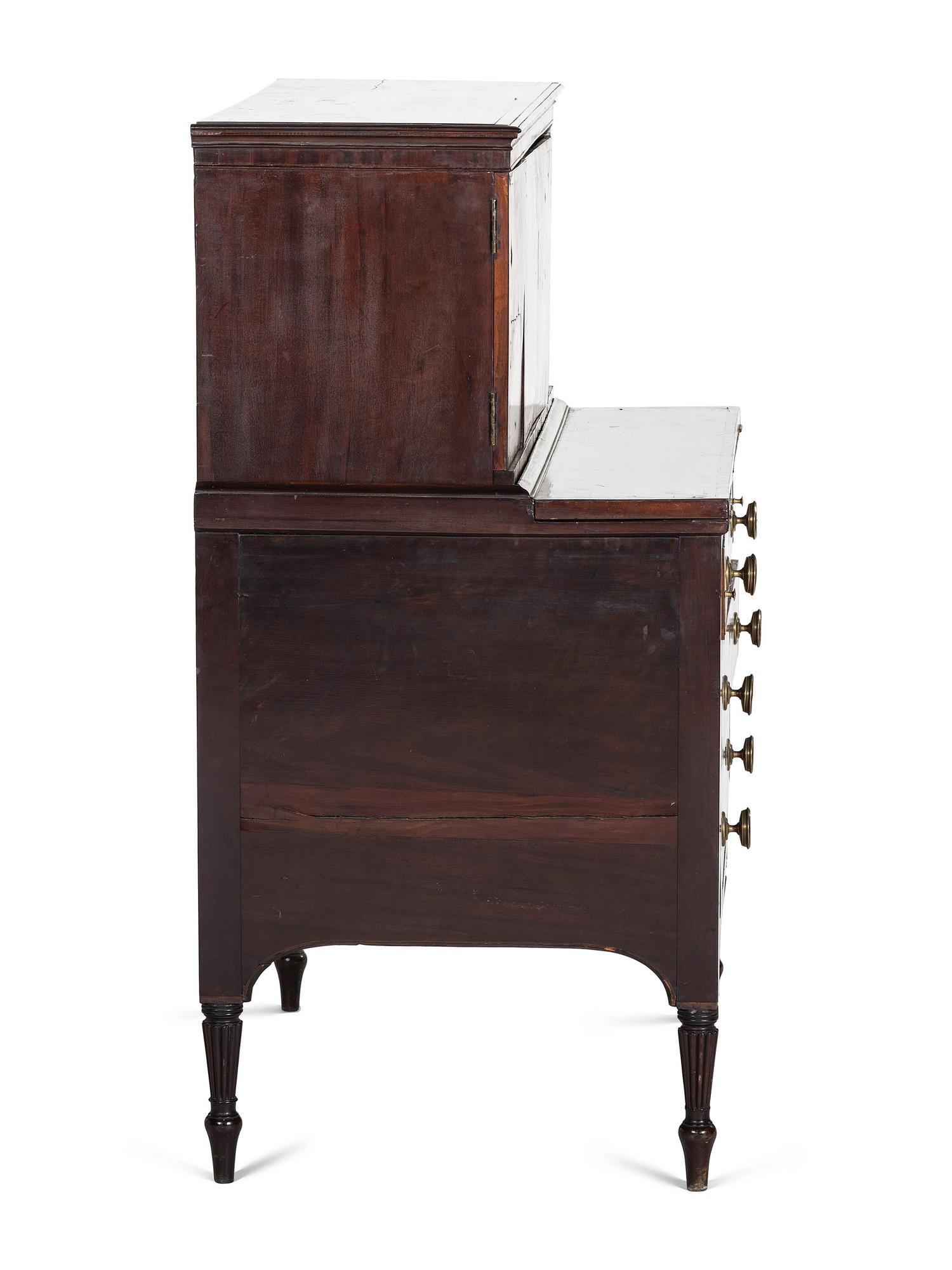 A Federal Cross-Banded Mahogany Two-Part Writing Desk