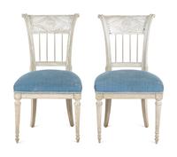 A Pair of Directoire White-Painted Side Chairs