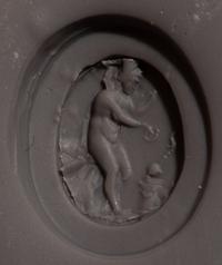 A Neoclassical Gold and Carnelian Finger Ring with the Goddess Ceres at an Alter