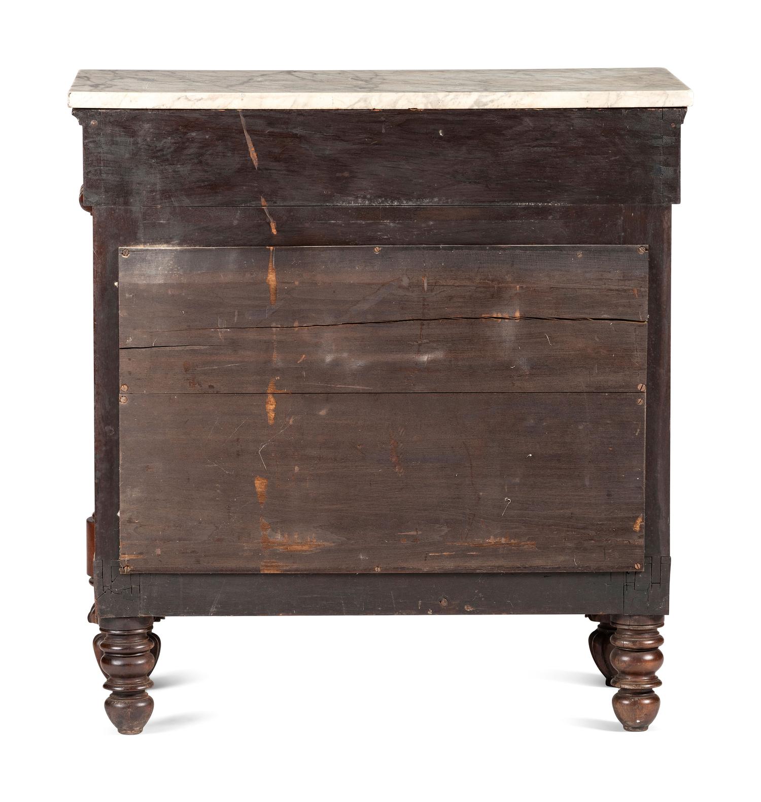 A Classical Carved and Veneered Walnut Marble Top Pier Table
