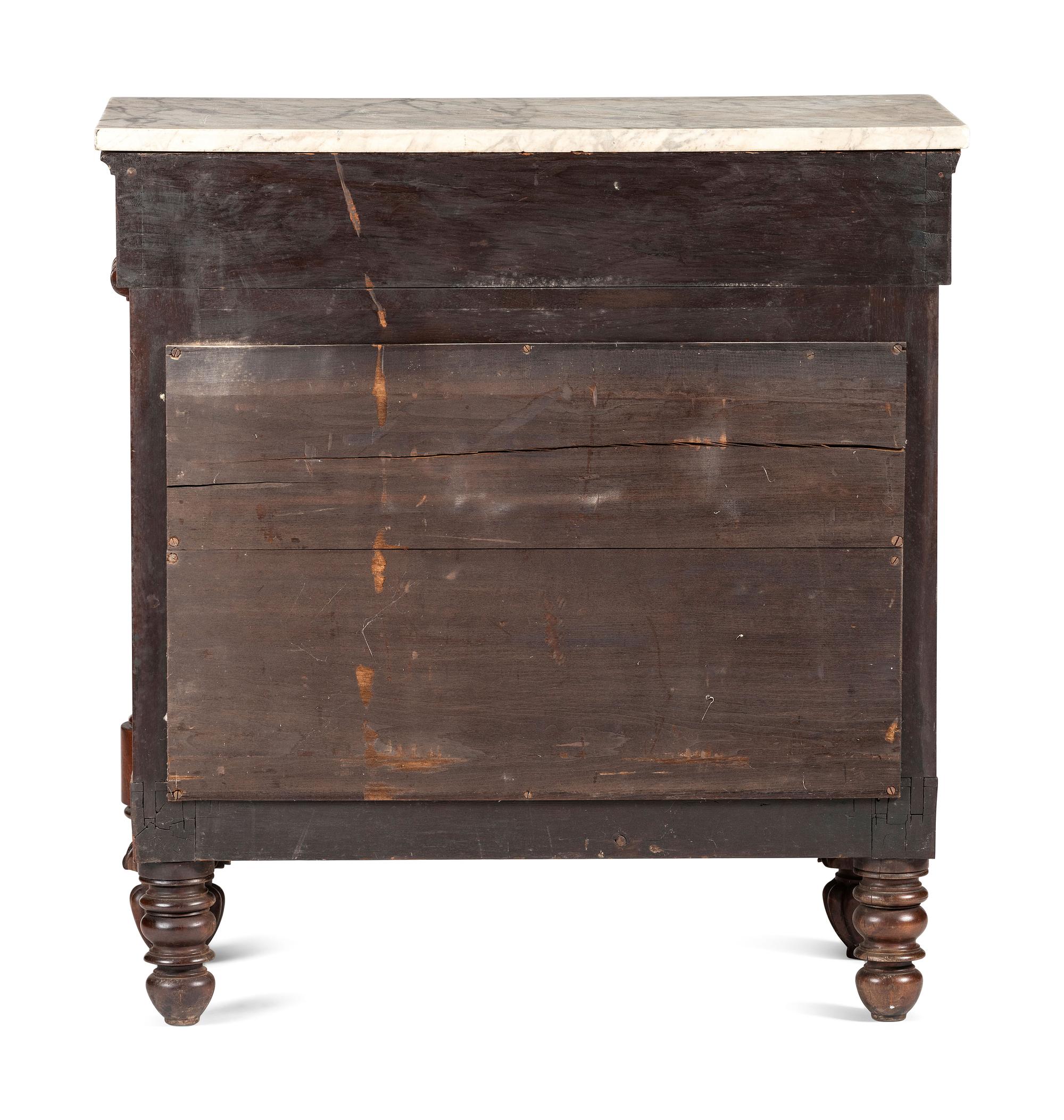 A Classical Carved and Veneered Walnut Marble Top Pier Table