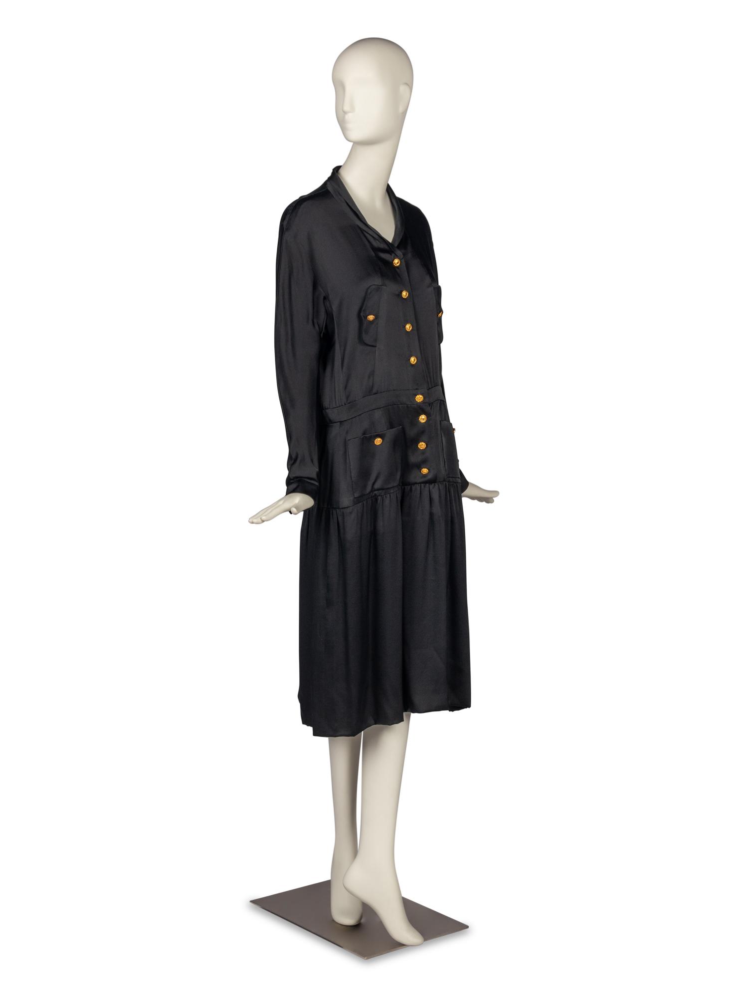 Chanel Black Satin Dress, 1980s