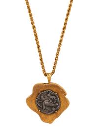 YELLOW GOLD AND ANCIENT GREEK COIN PENDANT/NECKLACE