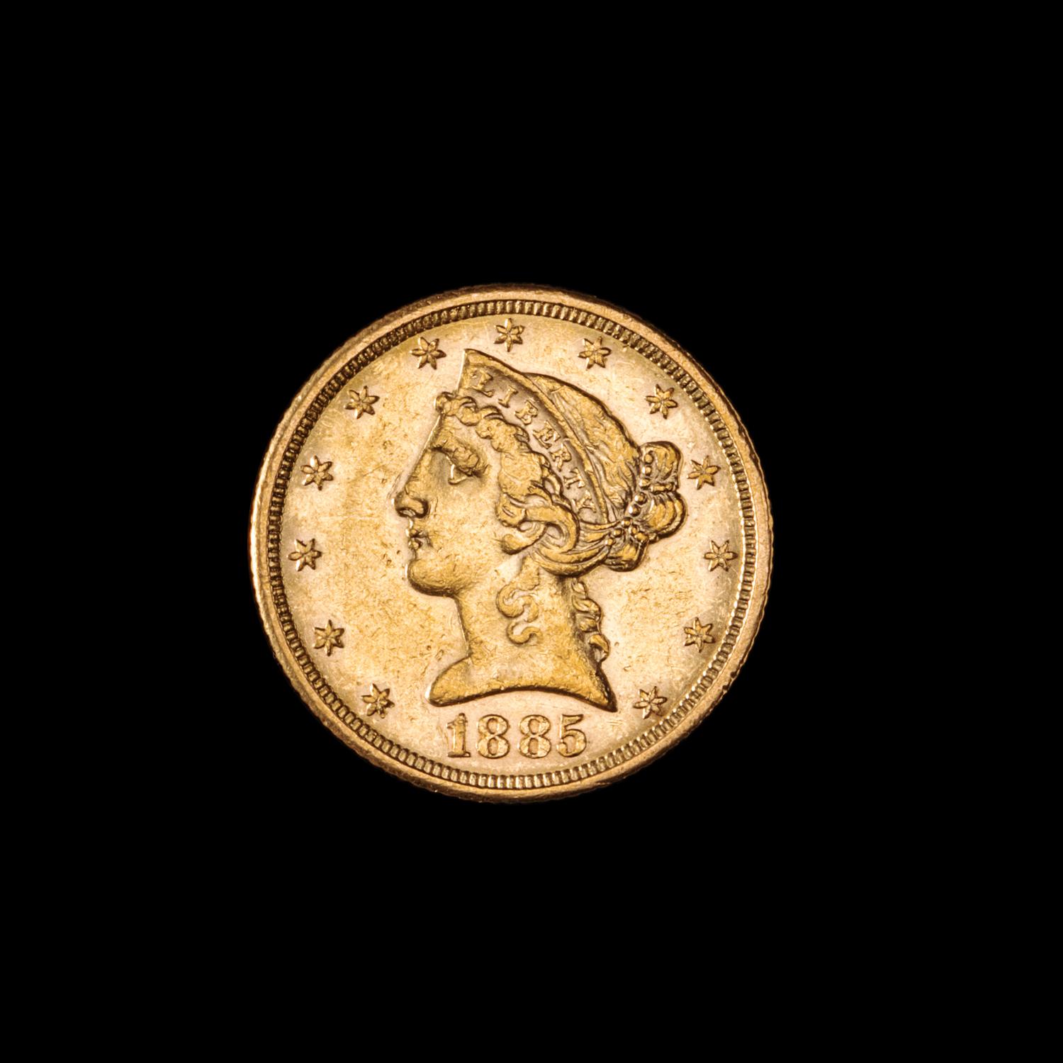 A United States 1885 Liberty Head $5 Gold Coin