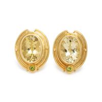 EVE ALFILLÉ, YELLOW GOLD AND GEMSTONE EARCLIPS