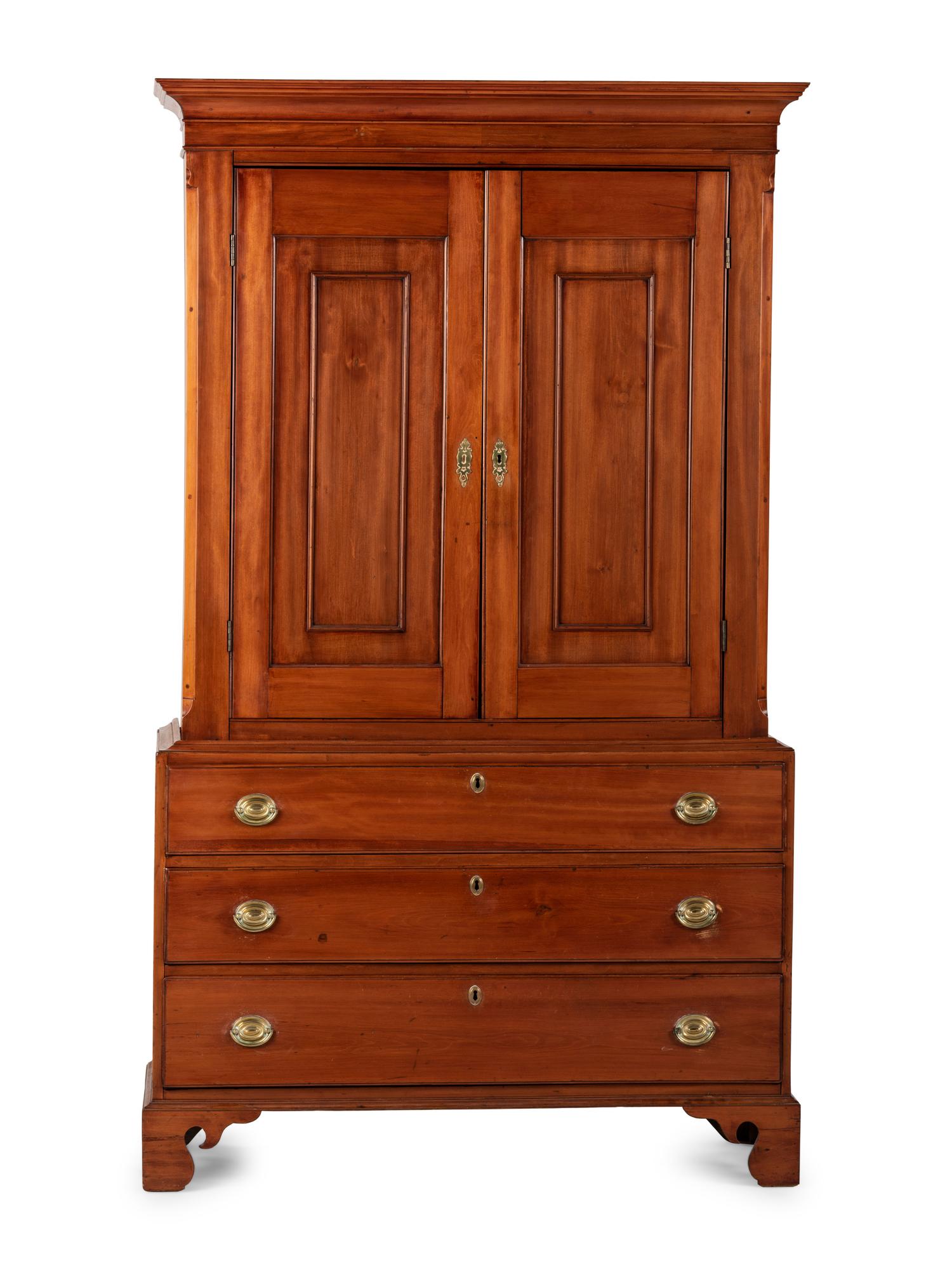 A Chippendale Cherrywood Linen Press
