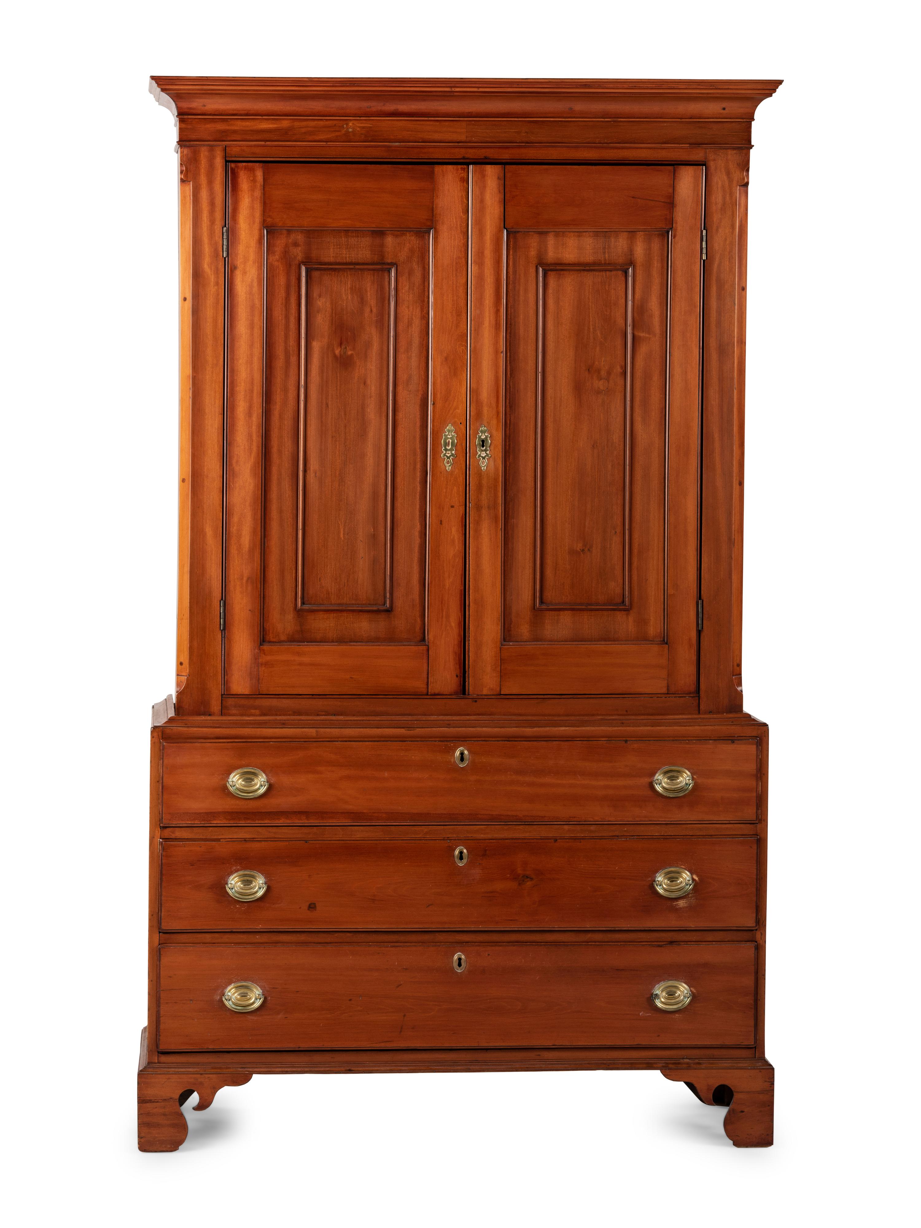 A Chippendale Cherrywood Linen Press