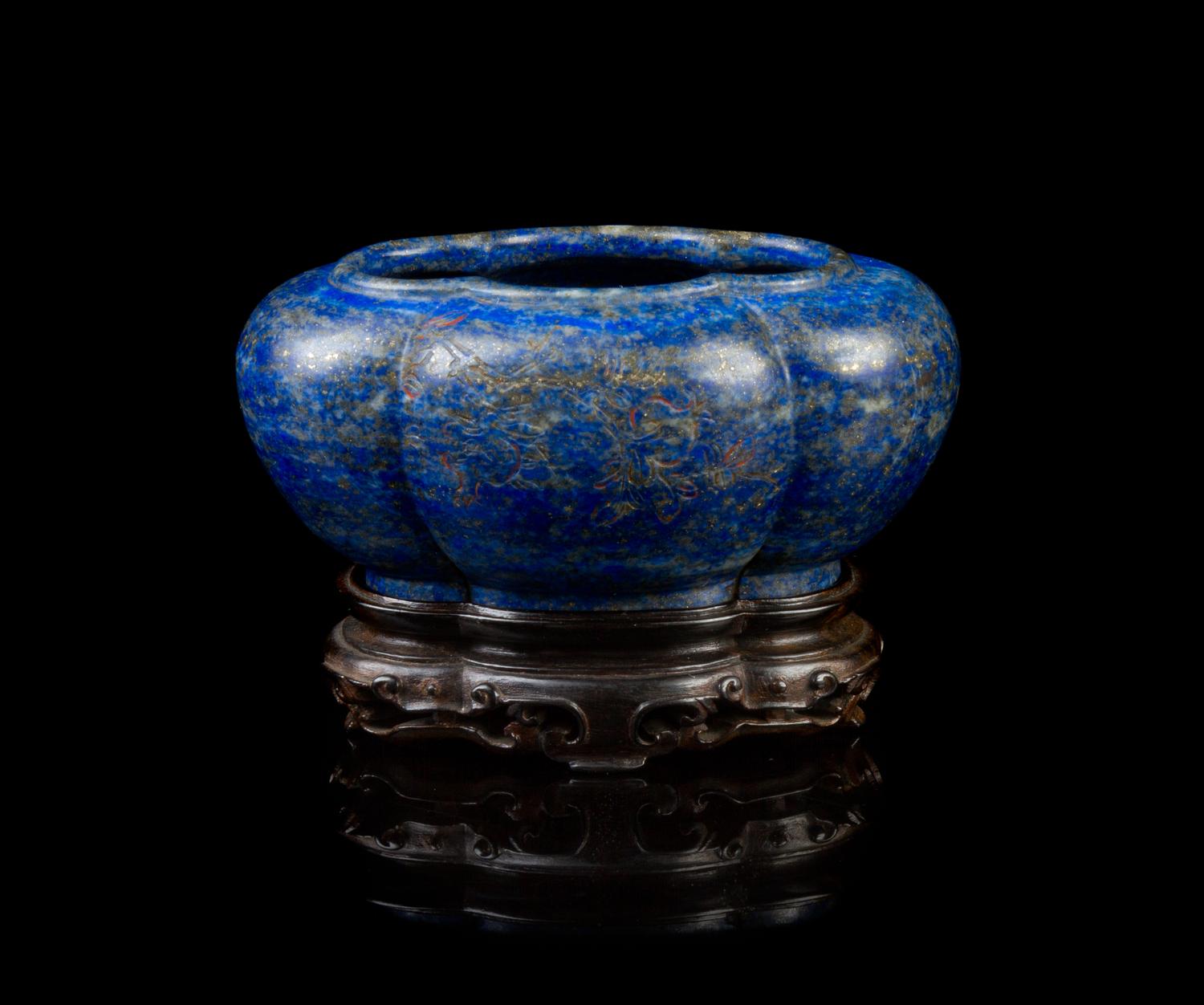 A Chinese Imperial Lapis Lazuli Brush Washer 18TH CENTURY, QIANLONG PERIOD Width 2 3/4 inches. — 18TH CENTURY, QIANLONG PERIOD