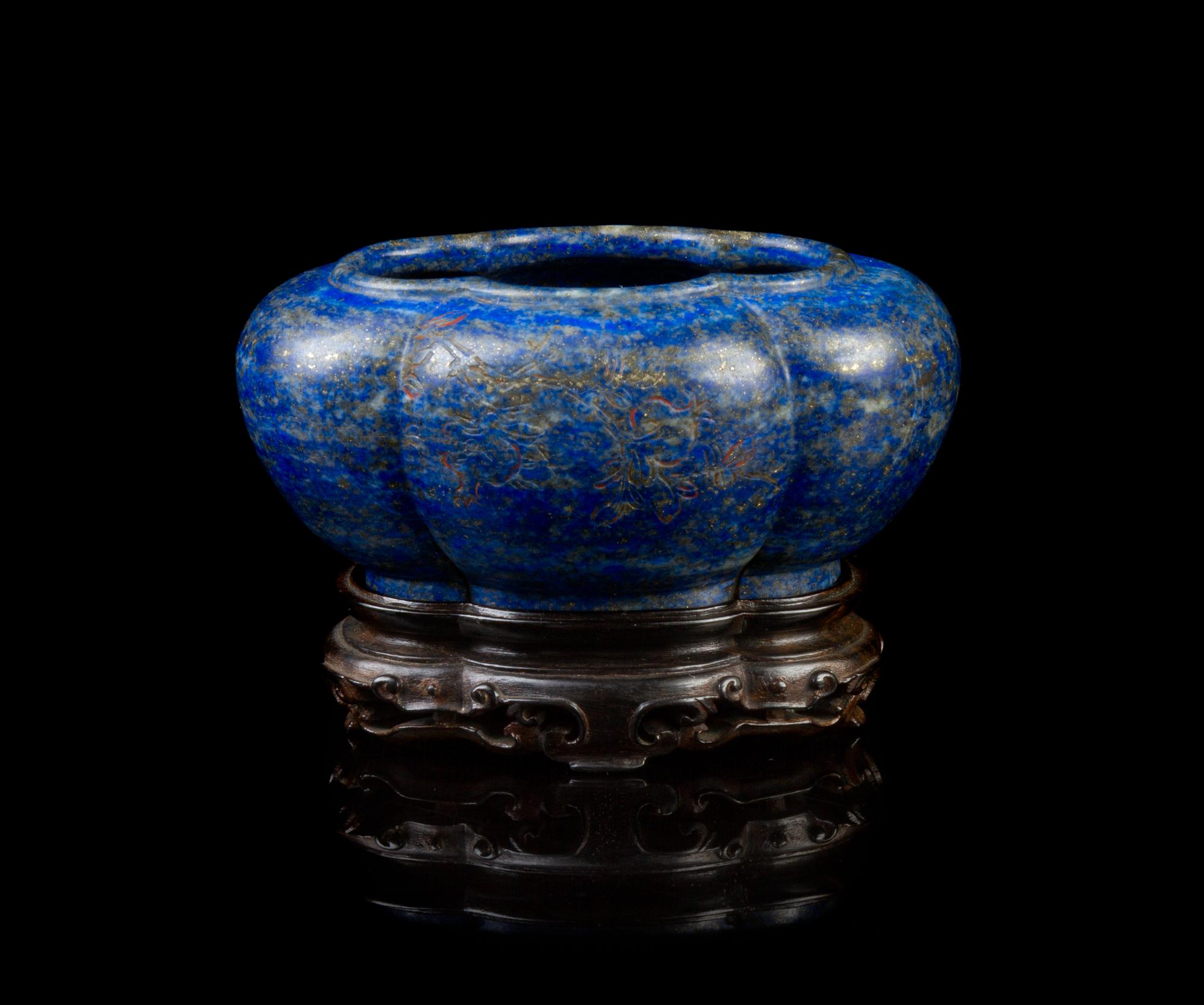 A Chinese Imperial Lapis Lazuli Brush Washer 18TH CENTURY, QIANLONG PERIOD Width 2 3/4 inches. — 18TH CENTURY, QIANLONG PERIOD