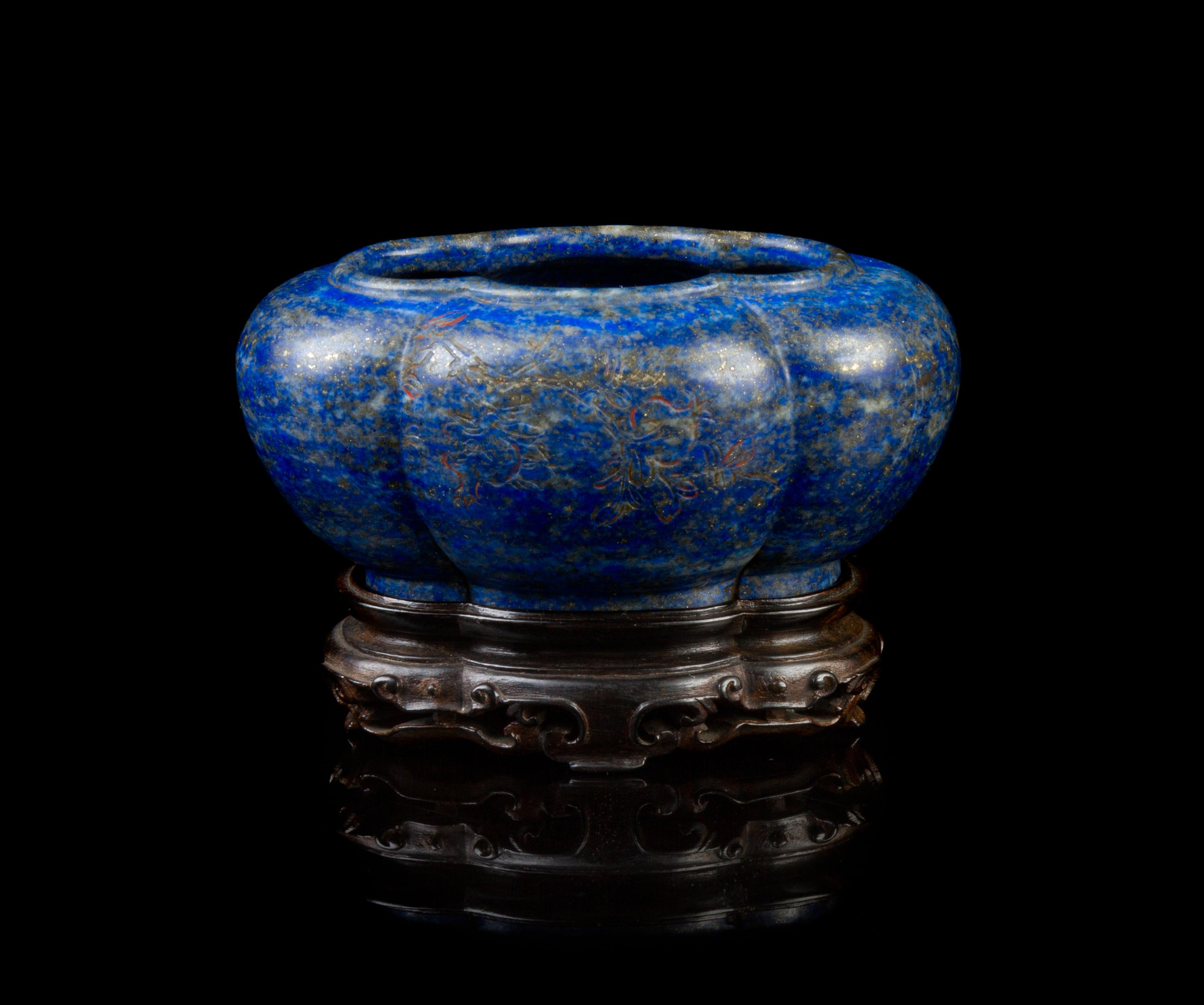 A Chinese Imperial Lapis Lazuli Brush Washer 18TH CENTURY, QIANLONG PERIOD Width 2 3/4 inches. — 18TH CENTURY, QIANLONG PERIOD
