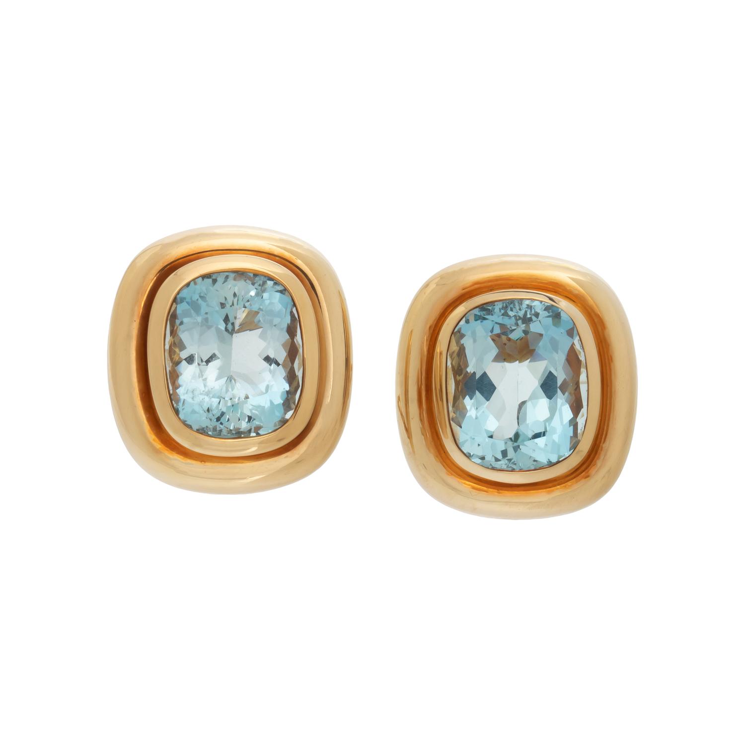 TIFFANY & CO., PALOMA PICASSO, YELLOW GOLD AND AQUAMARINE EARRINGS