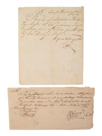 [REVOLUTIONARY WAR]. A group of 2 war-date receipts for supplies, comprising: