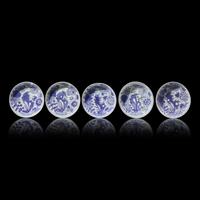 A Group of Five Chinese Blue and White "Chrysanthemum and Rockwork" Dishes, Ming Dynasty, 16th/17th Century — 明 青花菊石圖賞盤五件