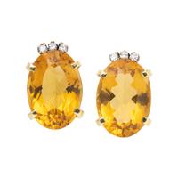 CITRINE AND DIAMOND EARCLIPS