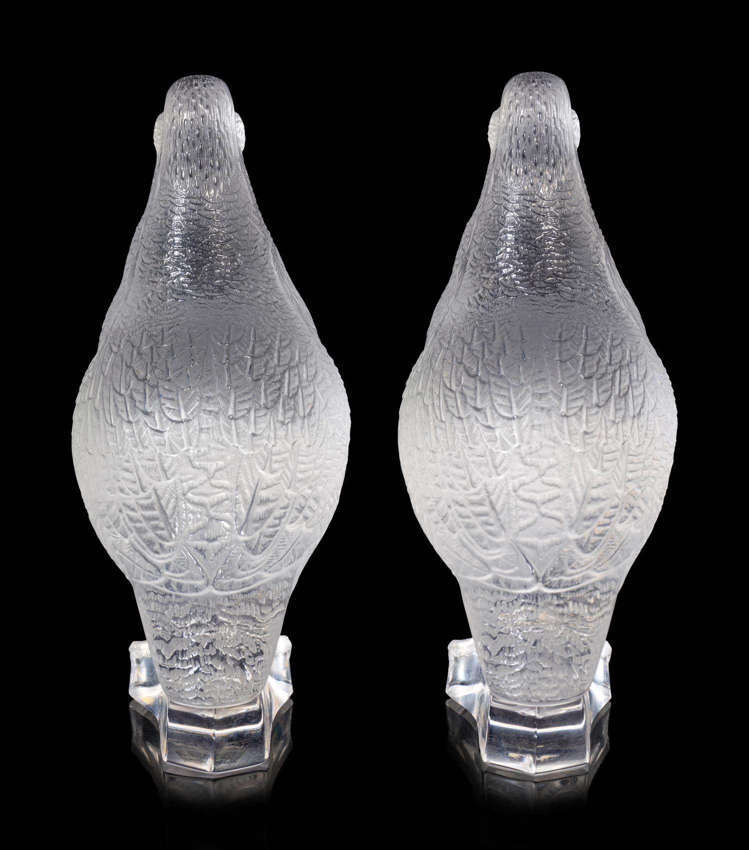 A Pair of Lalique Quail Figures