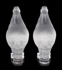 A Pair of Lalique Quail Figures