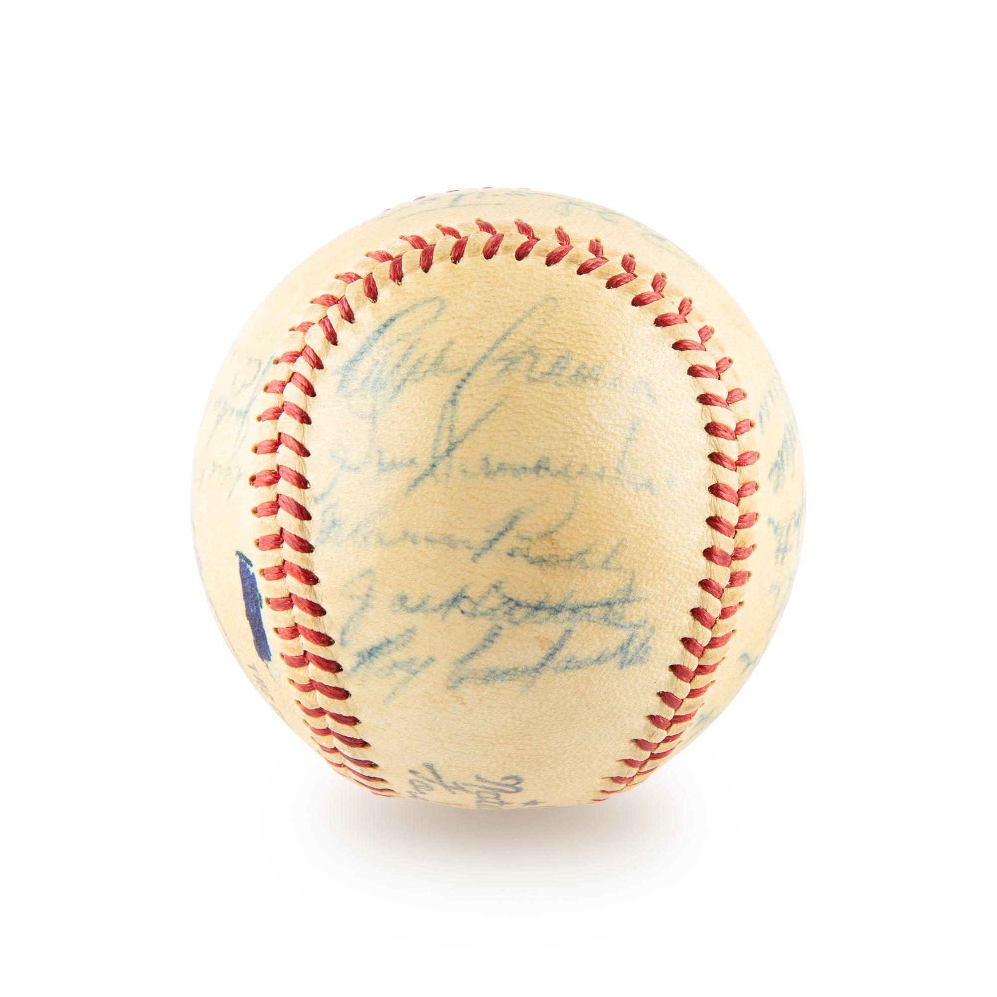 A 1948 Brooklyn Dodgers Team Signed Autograph Baseball Including Jackie Robinson and Roy Campanella (Beckett Authentication Services) - 21 Signatures