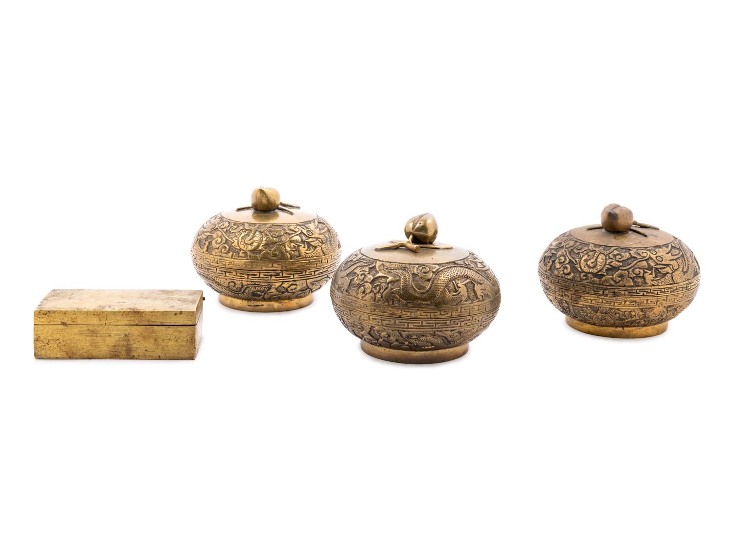 Four Chinese Brass Boxes