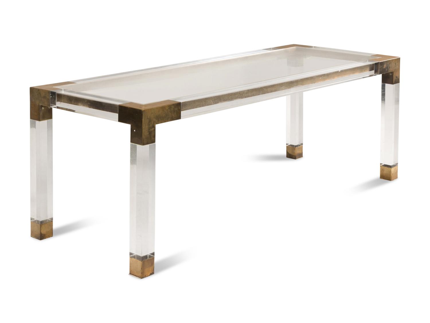 A Jonathan Adler Brass Mounted Acrylic Jacques Table