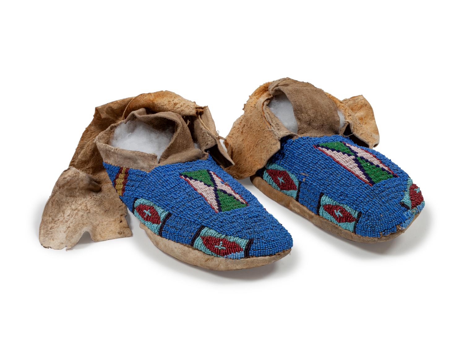 Northern Plains Beaded Hide Soft-Soled Moccasins