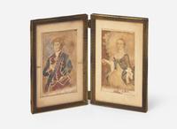 A pair of portrait miniatures: George and Martha Washington, After John Wollaston (1710-1775) and Charles Willson Peale (1741-1827), by Mary Custis Lee (1807-1873)