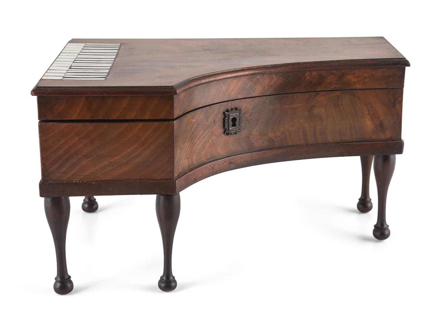 A Regency Mahogany Piano-Form Sewing and Music Box