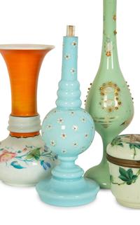 Eight French Opaline Glass Articles