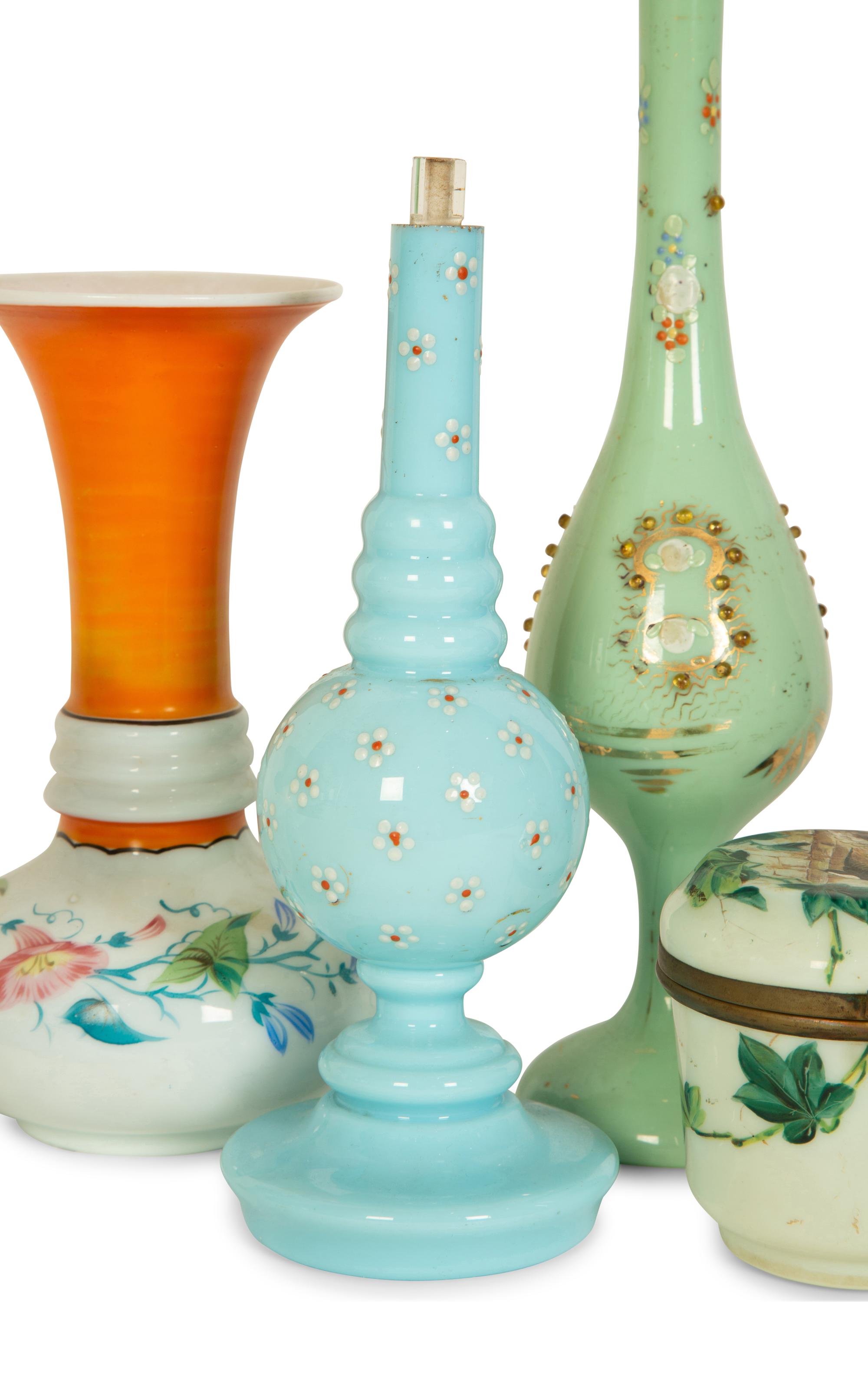 Eight French Opaline Glass Articles