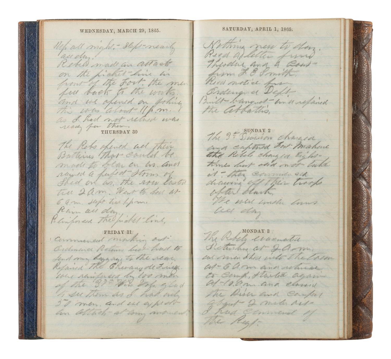 [CIVIL WAR]. Diary of Captain George Brennan, Co. M, New York 14th Heavy Artillery, 1865.