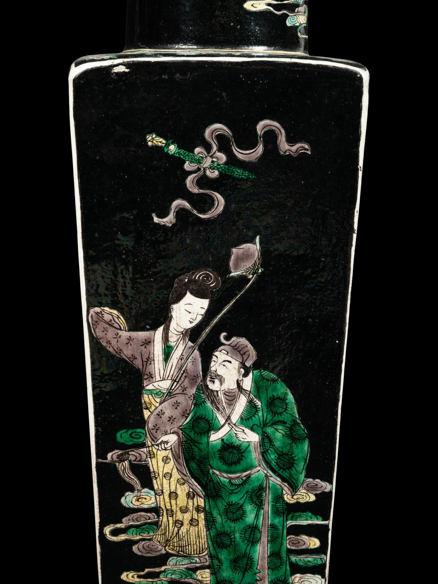 A Famille Noire Porcelain 'Immortals' Vase