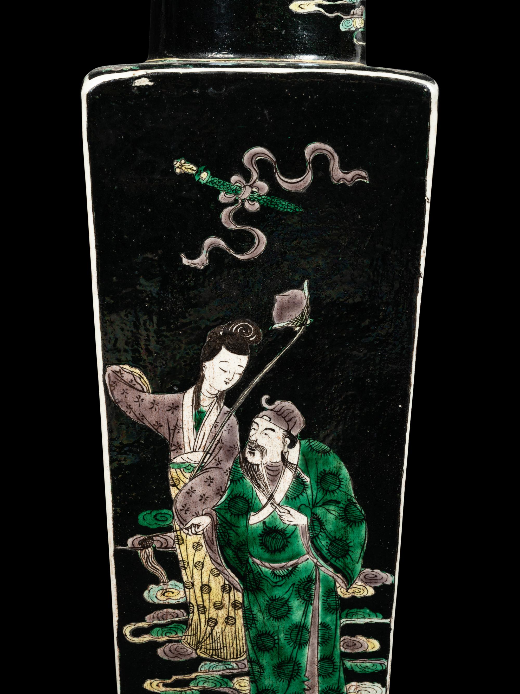 A Famille Noire Porcelain 'Immortals' Vase