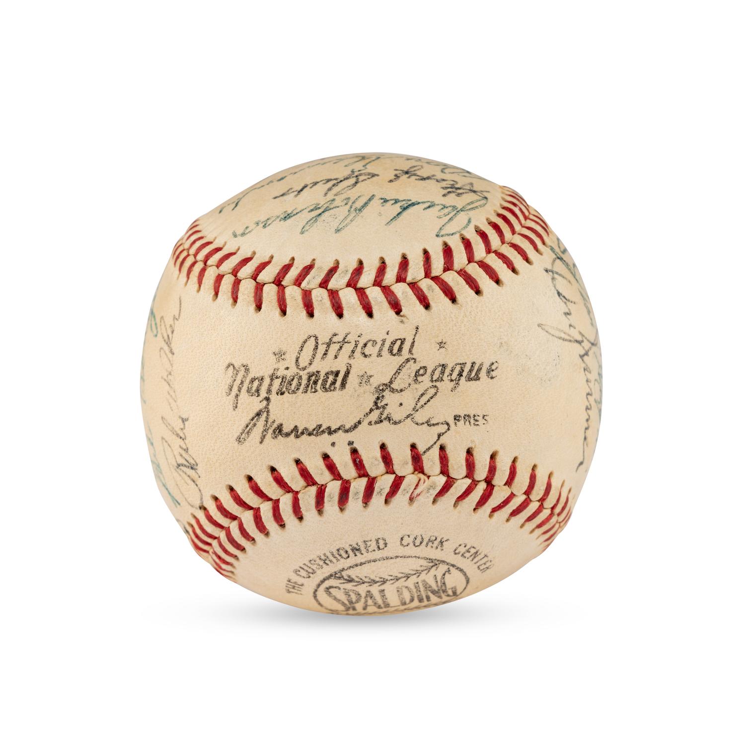 A 1955 Brooklyn Dodgers Team Signed Autograph Baseball Featuring Jackie Robinson (Beckett Authentication Services Letter of Authenticity)