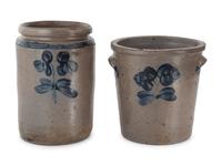 Two Cobalt-Decorated Stoneware Jars