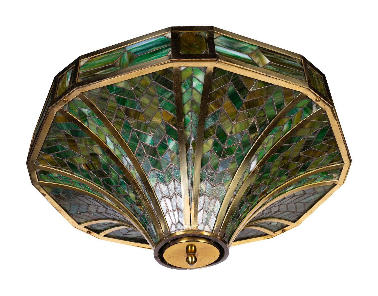 A Leaded Glass Hanging Fixture