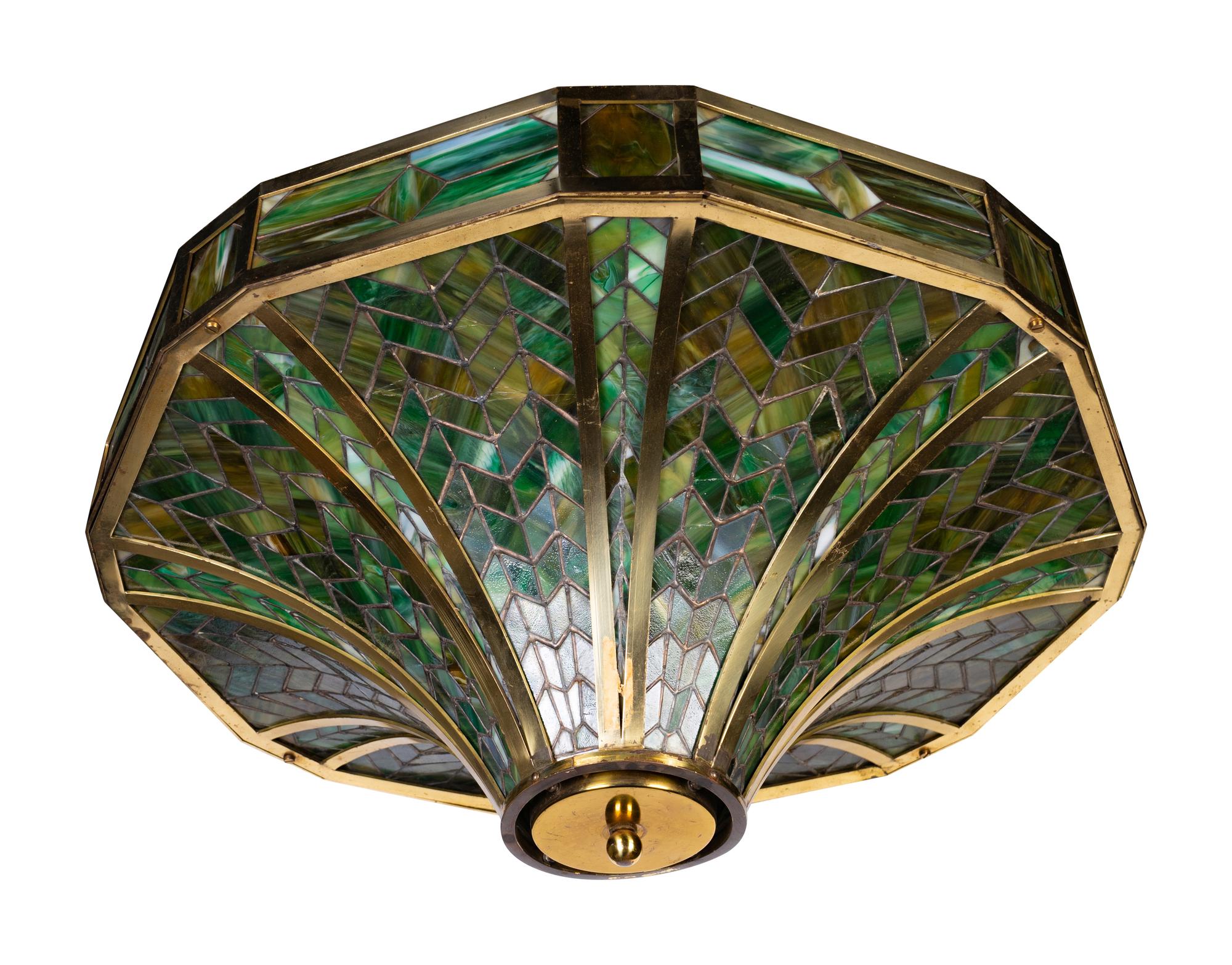 A Leaded Glass Hanging Fixture