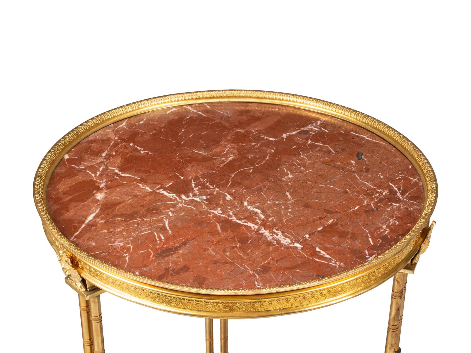 A Pair of Gilt Bronze and Marble Gueridon Tables