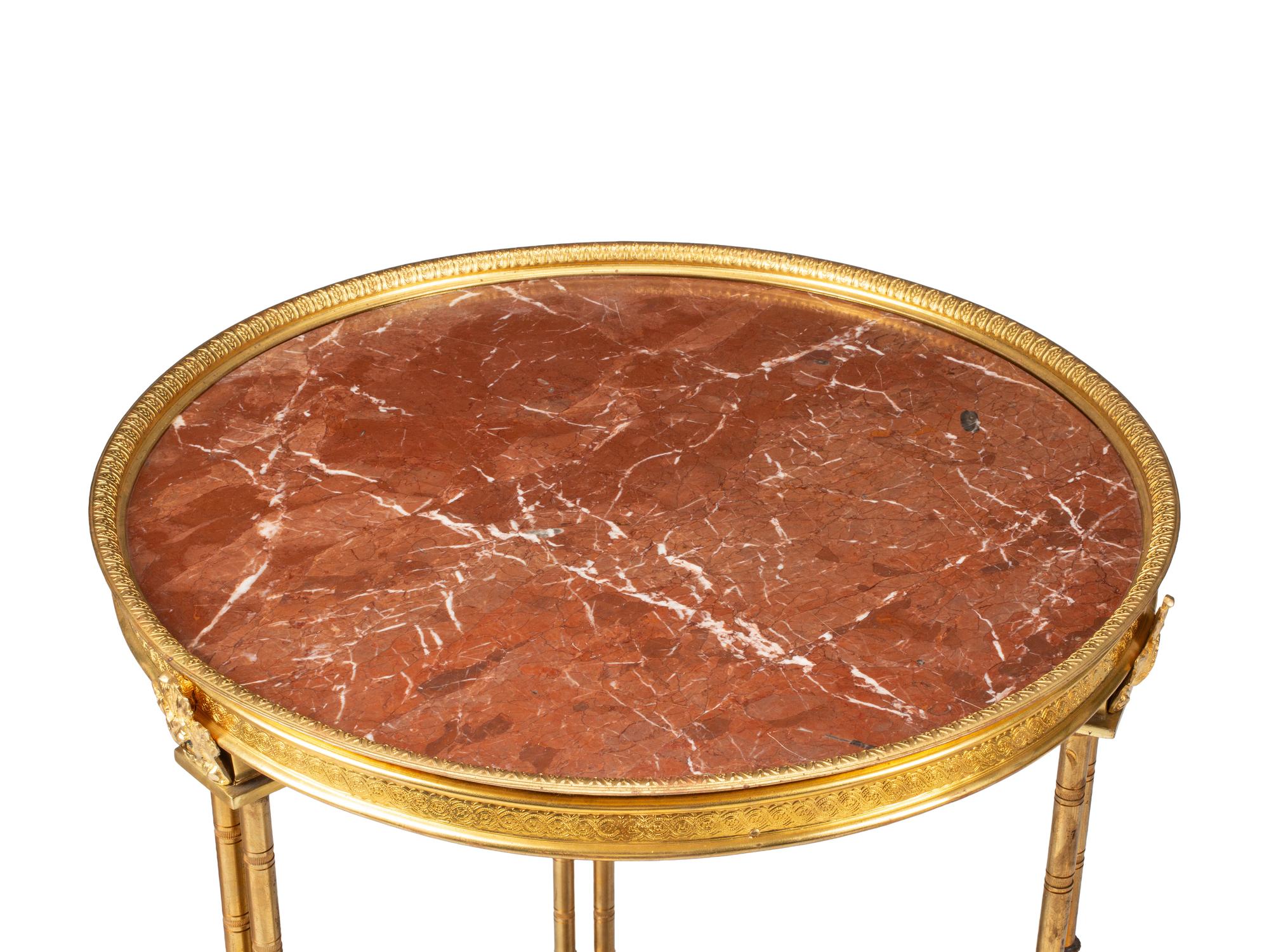 A Pair of Gilt Bronze and Marble Gueridon Tables