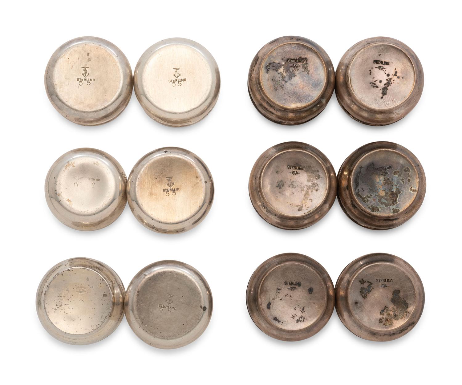 Eighteen American Silver Salt Cellars and Twelve Associated Silver Salt Spoons
