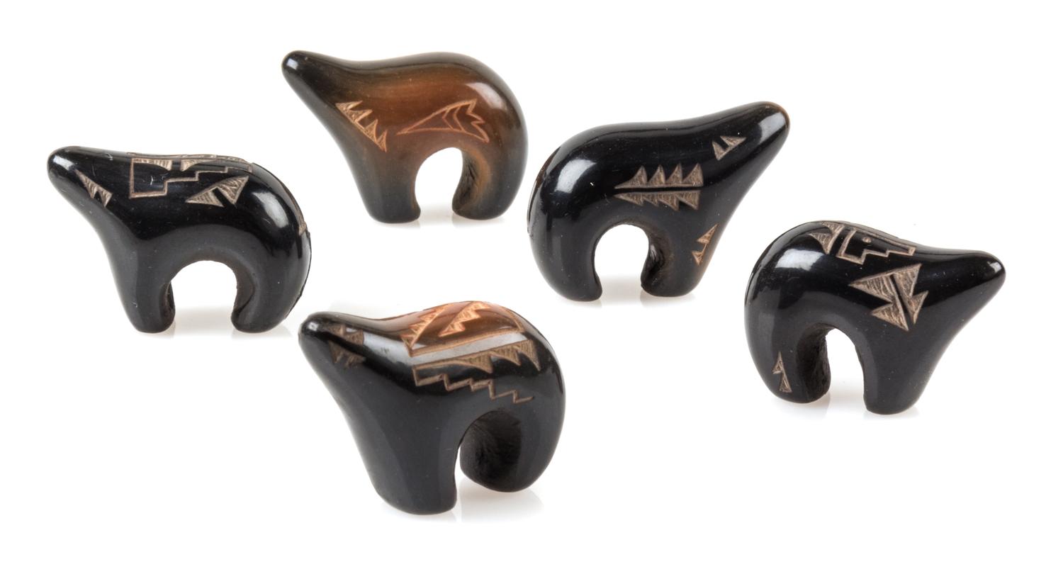 Five Santa Clara Blackware Pottery Bears Height of tallest 1 inch. — Monica Naranjo Romero (b. 1975)