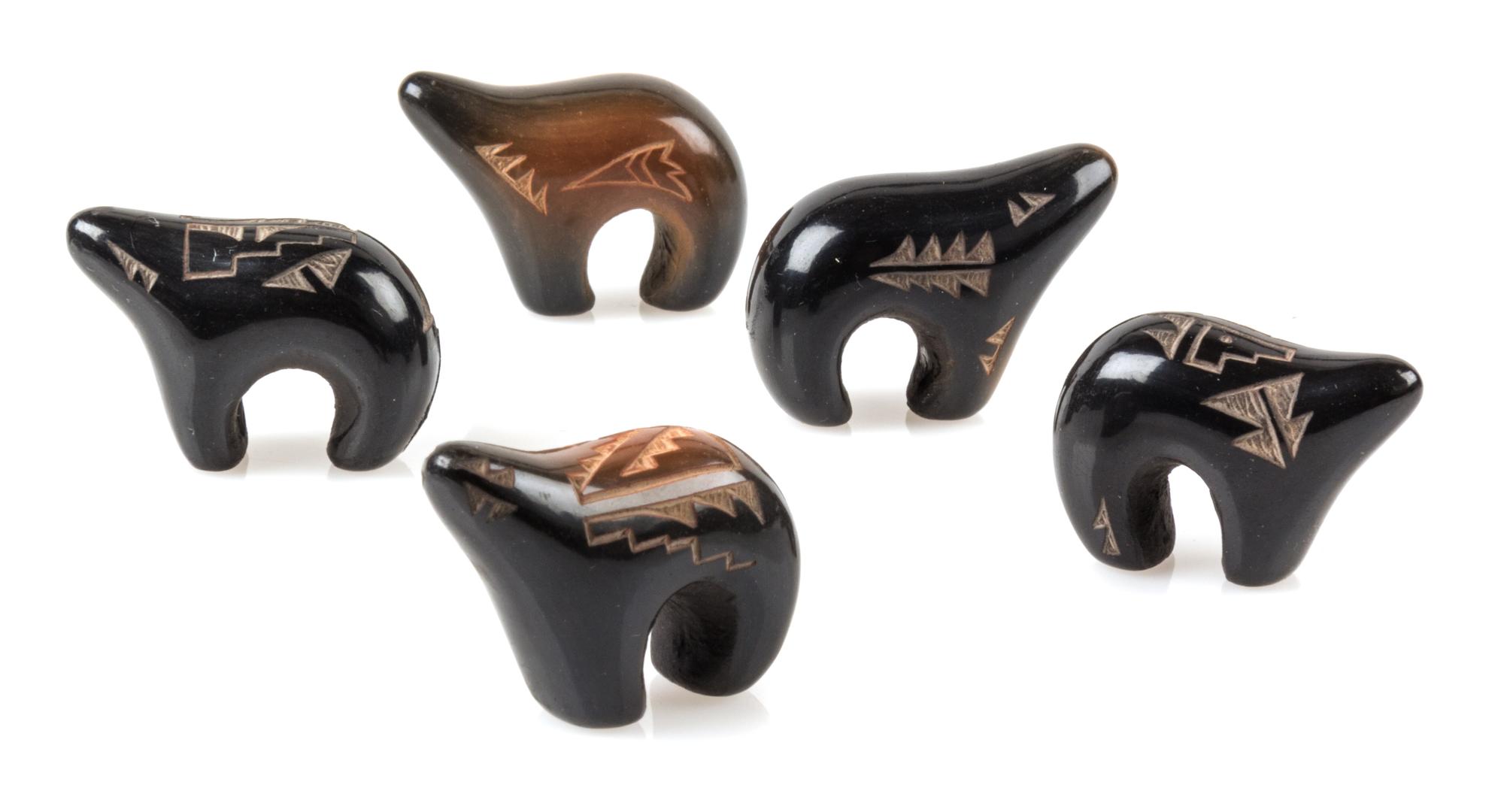 Five Santa Clara Blackware Pottery Bears Height of tallest 1 inch. — Monica Naranjo Romero (b. 1975)