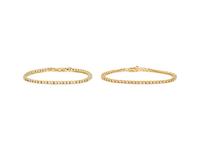 PAIR OF YELLOW GOLD AND DIAMOND LINE BRACELETS