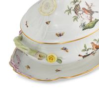A Herend Rothschild Bird Porcelain Tureen and Underplate