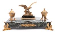 An Empire Style Gilt Bronze & Marble Encrier — 19TH CENTURY